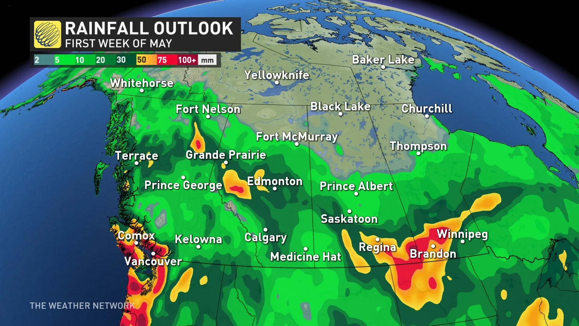 Western Canada rainfall outlook for first week of May