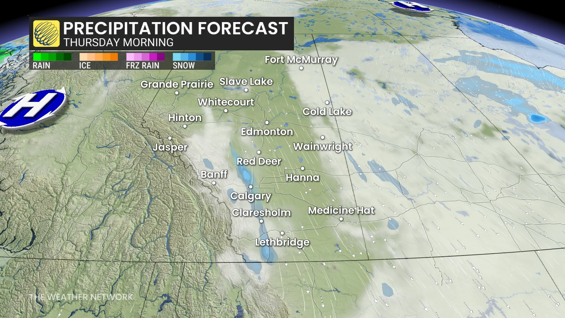 Baron - Alberta precipitation Thursday morning - April 16