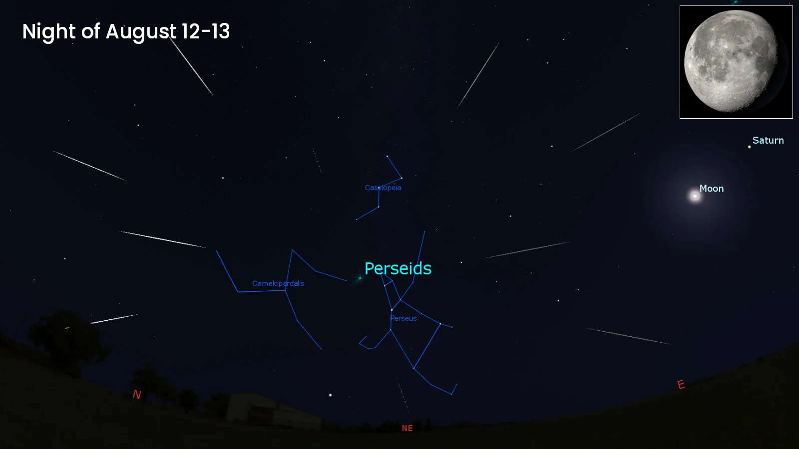 Perseids Waning Gibbous Moon - 2025