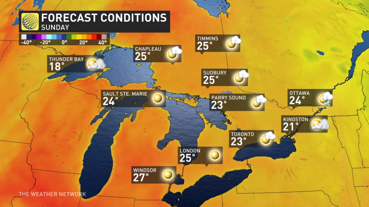 southern ontario sunday temps June 15 2023
