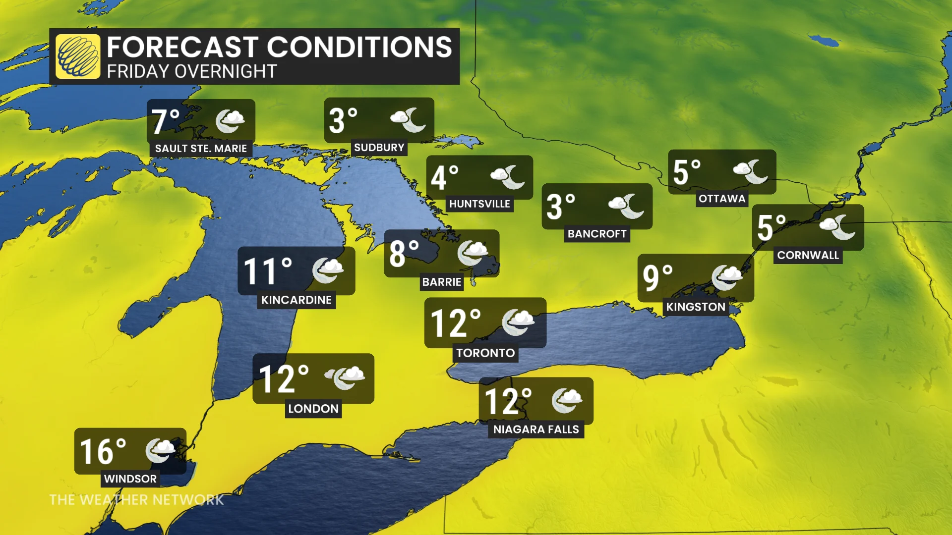 Barron - Forecast Conditions Friday Overnight Ontario
