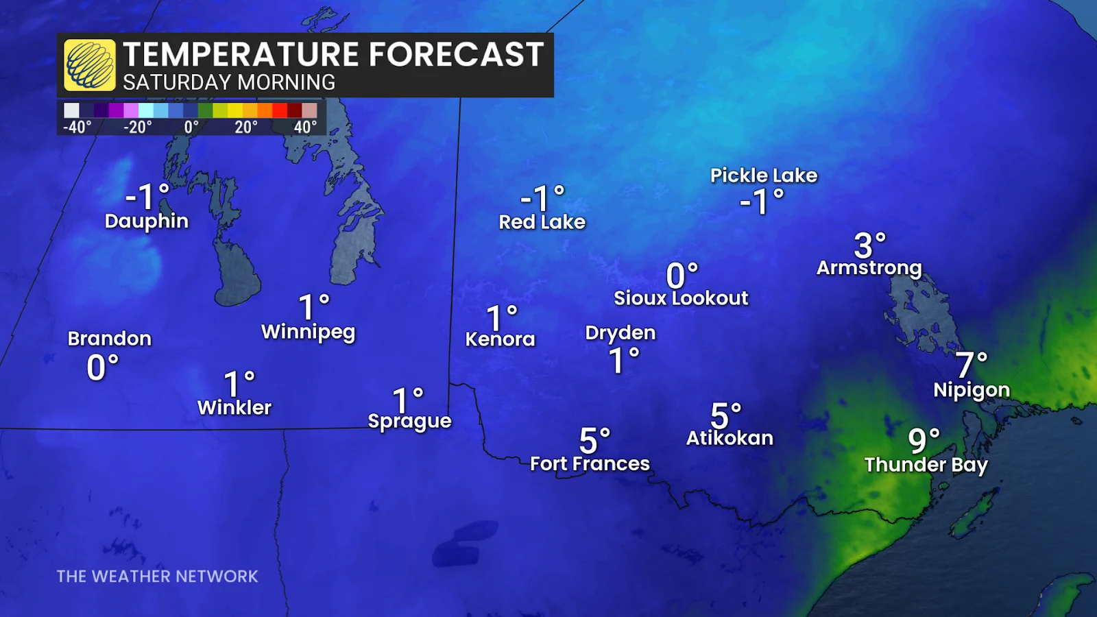 Manitoba, NWO Saturday forecast temperatures - May 16, 2025