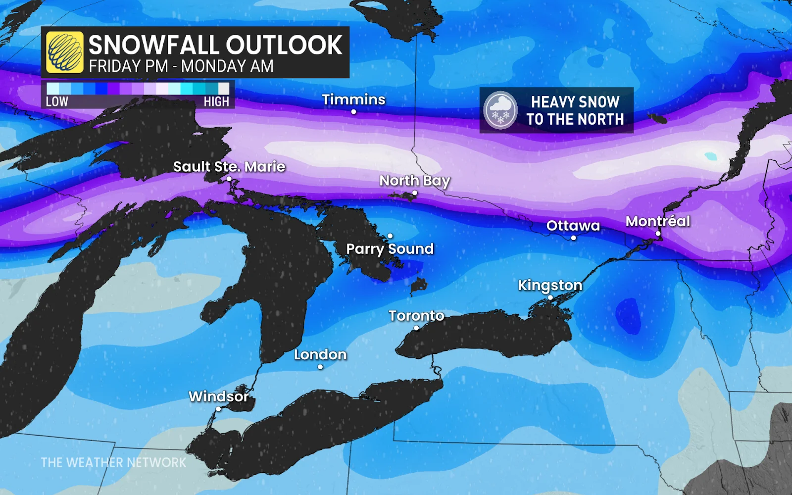Ontario forecast weekend snowfall outlook - March 26, 2025