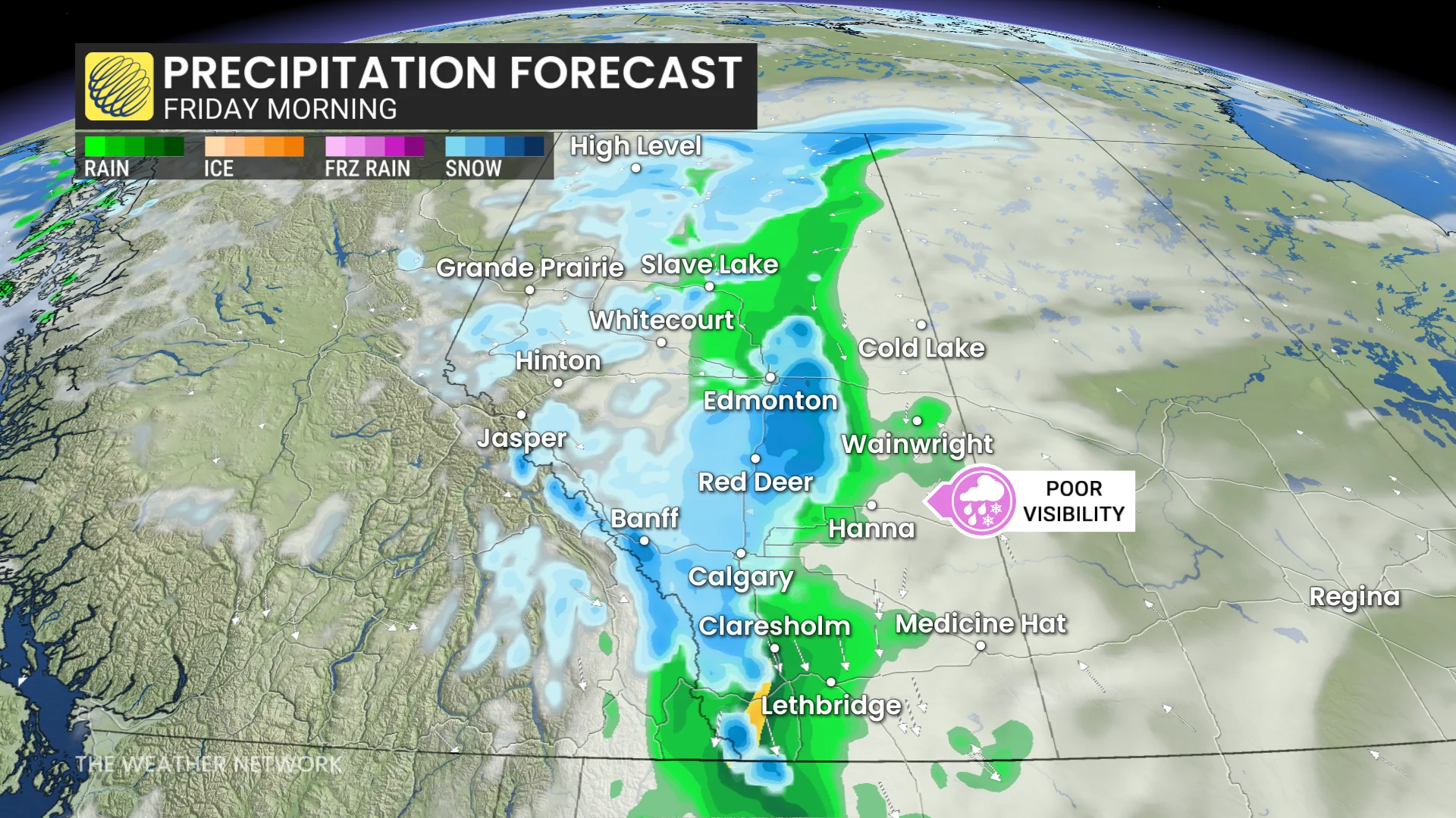 Prairies precipitation Friday morning
