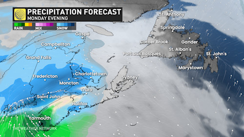 Burst of wintry weather eyes Atlantic Canada late Monday