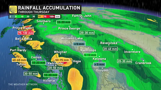 B.C.’s week splits in two with rain to start, and heat to finish - The ...