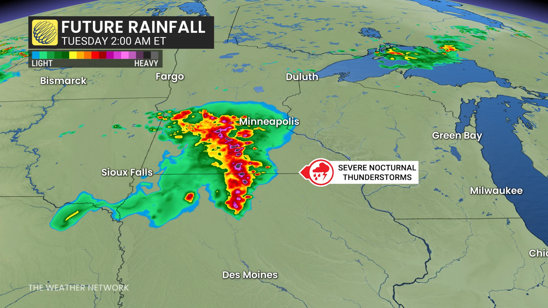 Future rainfall Tuesday morning, U.S. Midwest