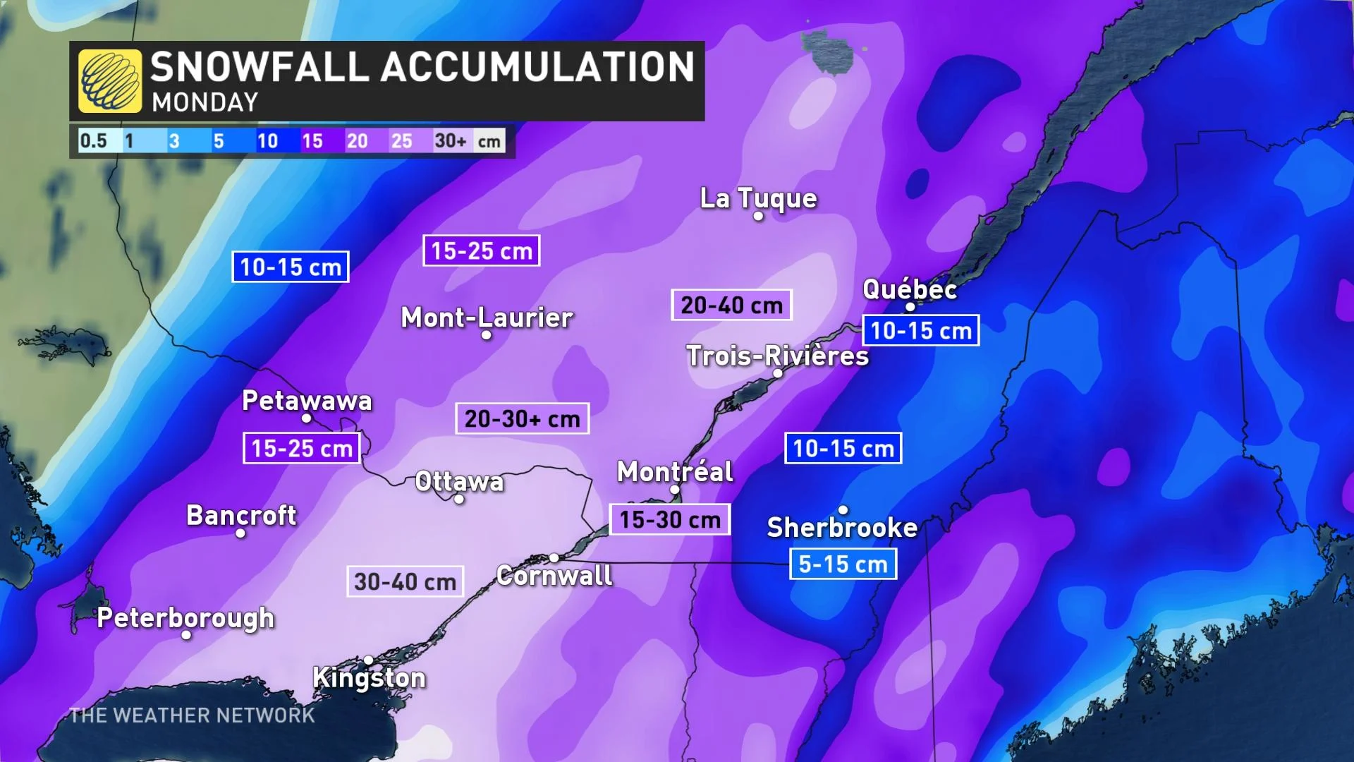 Solid thump of snow to hamper travel across Quebec on Monday The