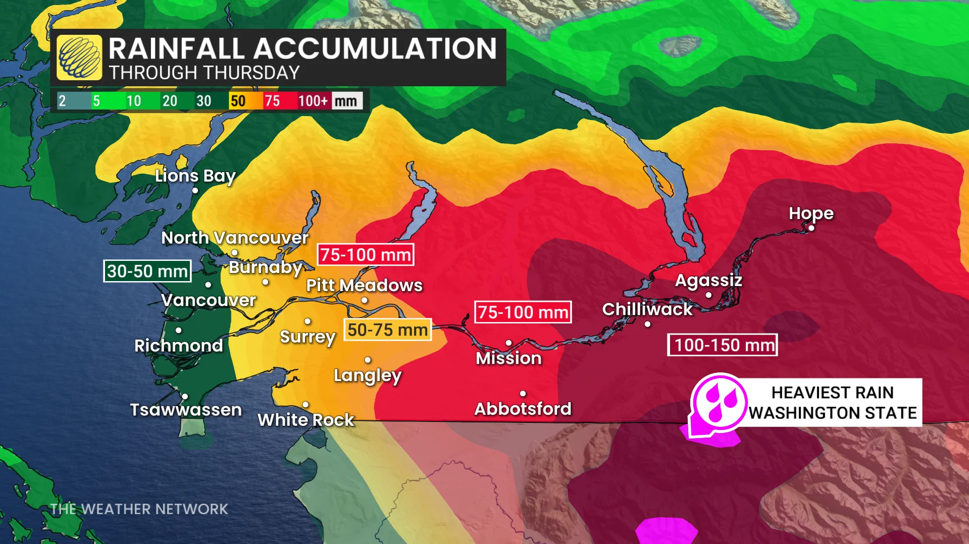 South Coast rainfall through Thursday