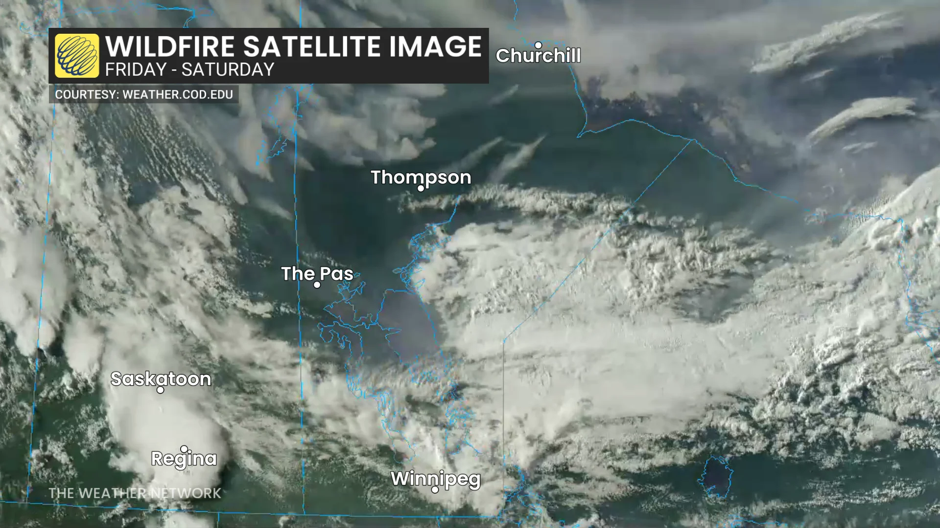 Friday to Saturday wildfire smoke satellite image/College of DuPage Meteorology Department/NEXLAB