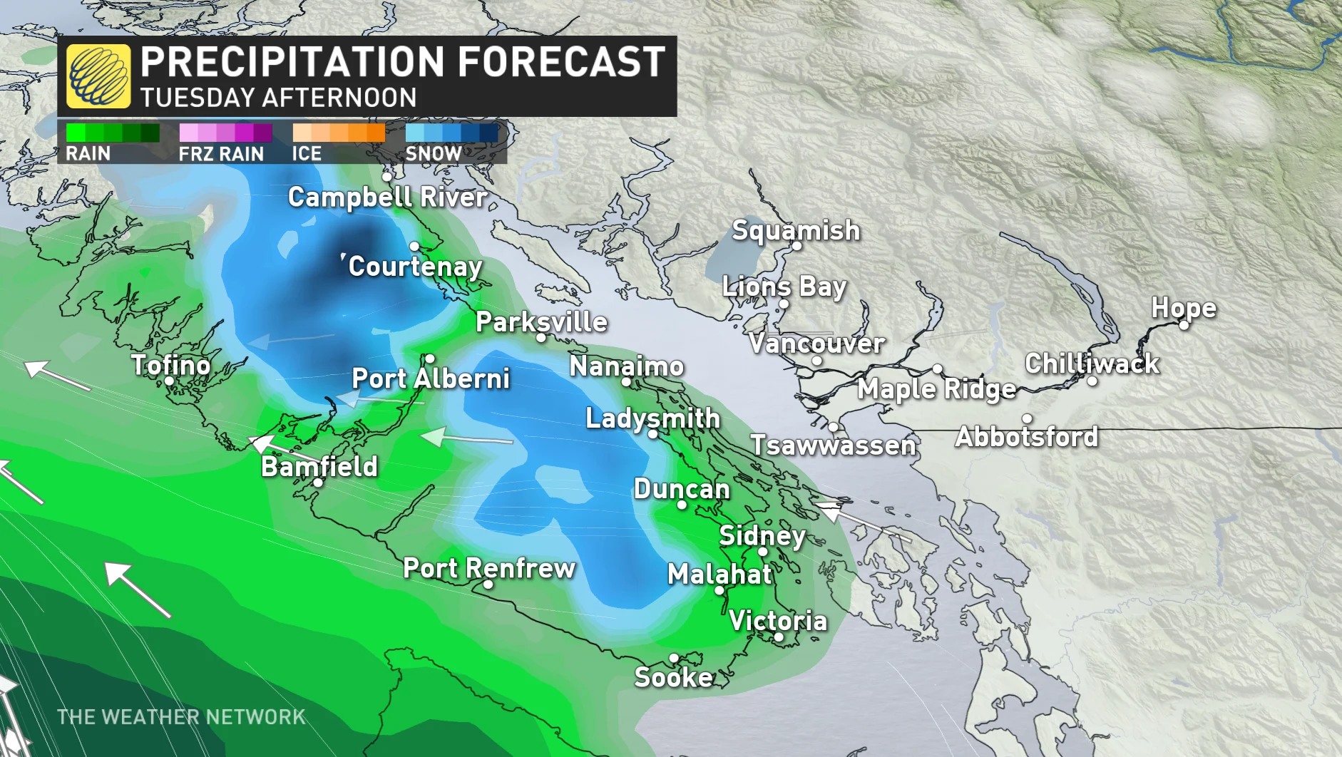 Baron - BC Tuesday afternoon precip - Nov18
