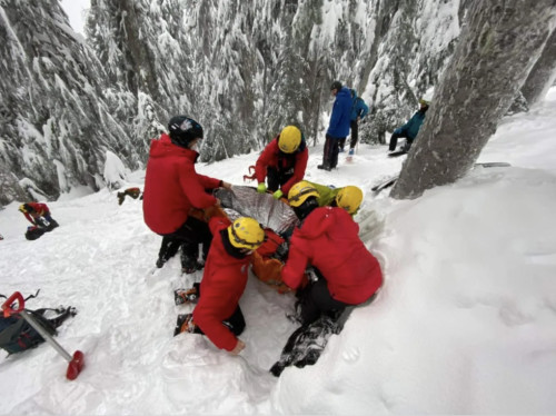 North Shore Rescue: North Shore Rescue respond to the avalanche that swept snowboarder Tamo Campos into a stand of trees on Hollyburn Mountain. (North Shore Rescue)