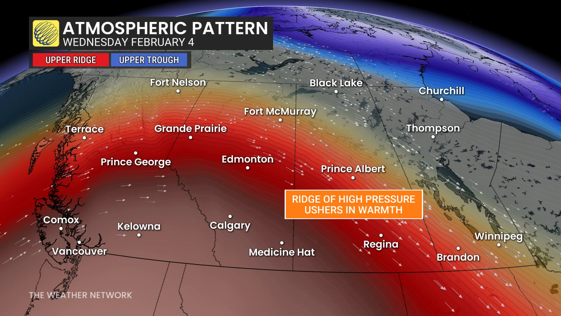Wednesday atmospheric pattern Western Canada