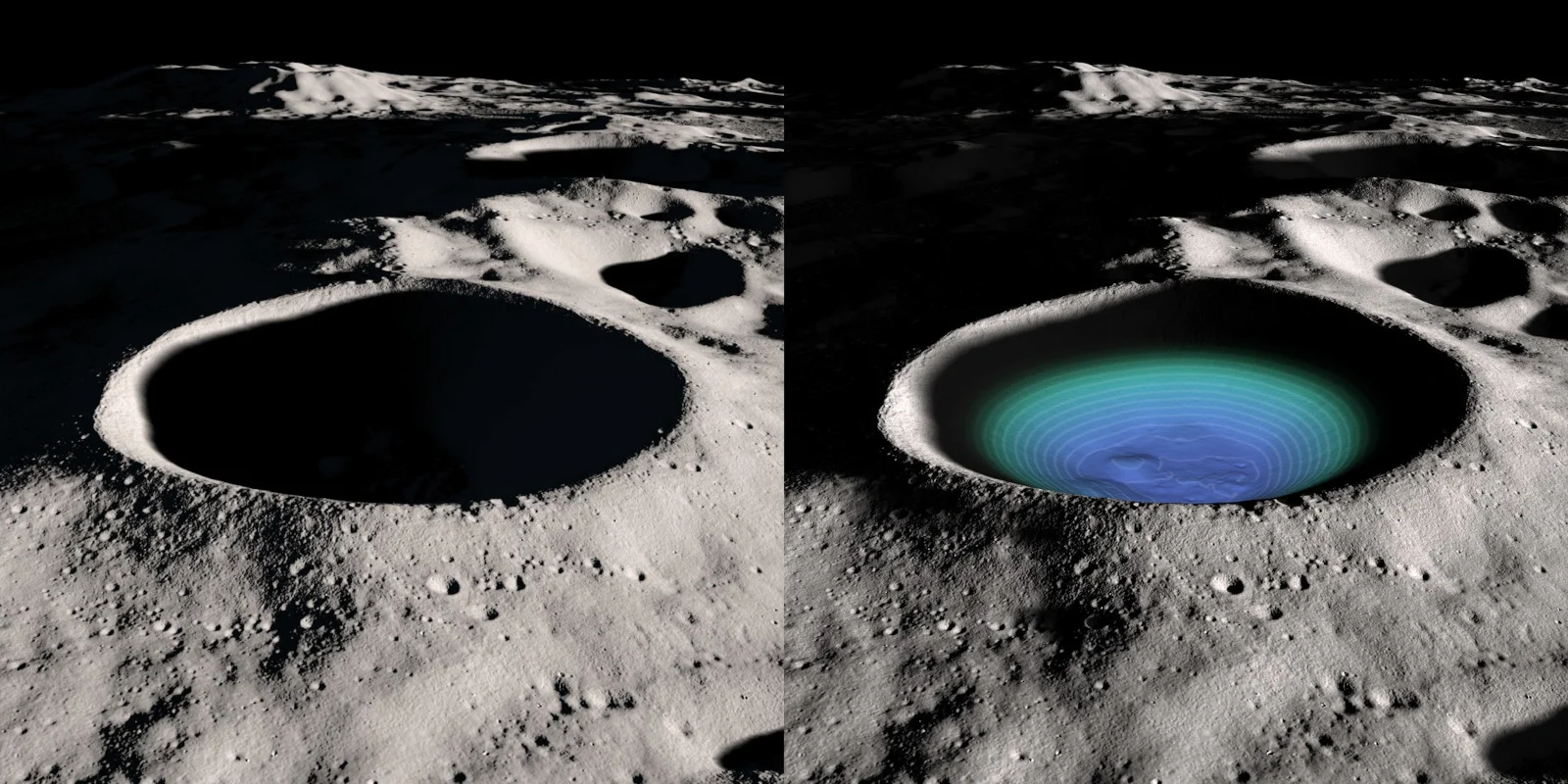 Shackleton crater shadowed terrain NASASVS