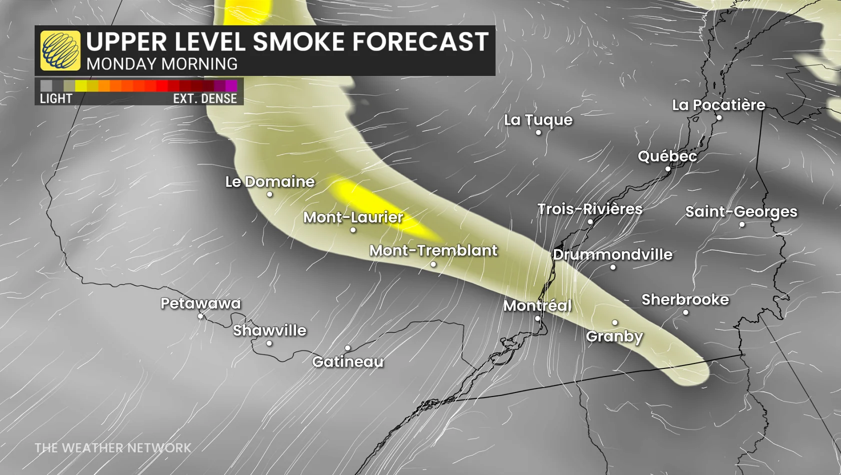 Quebec wildfire smoke Monday