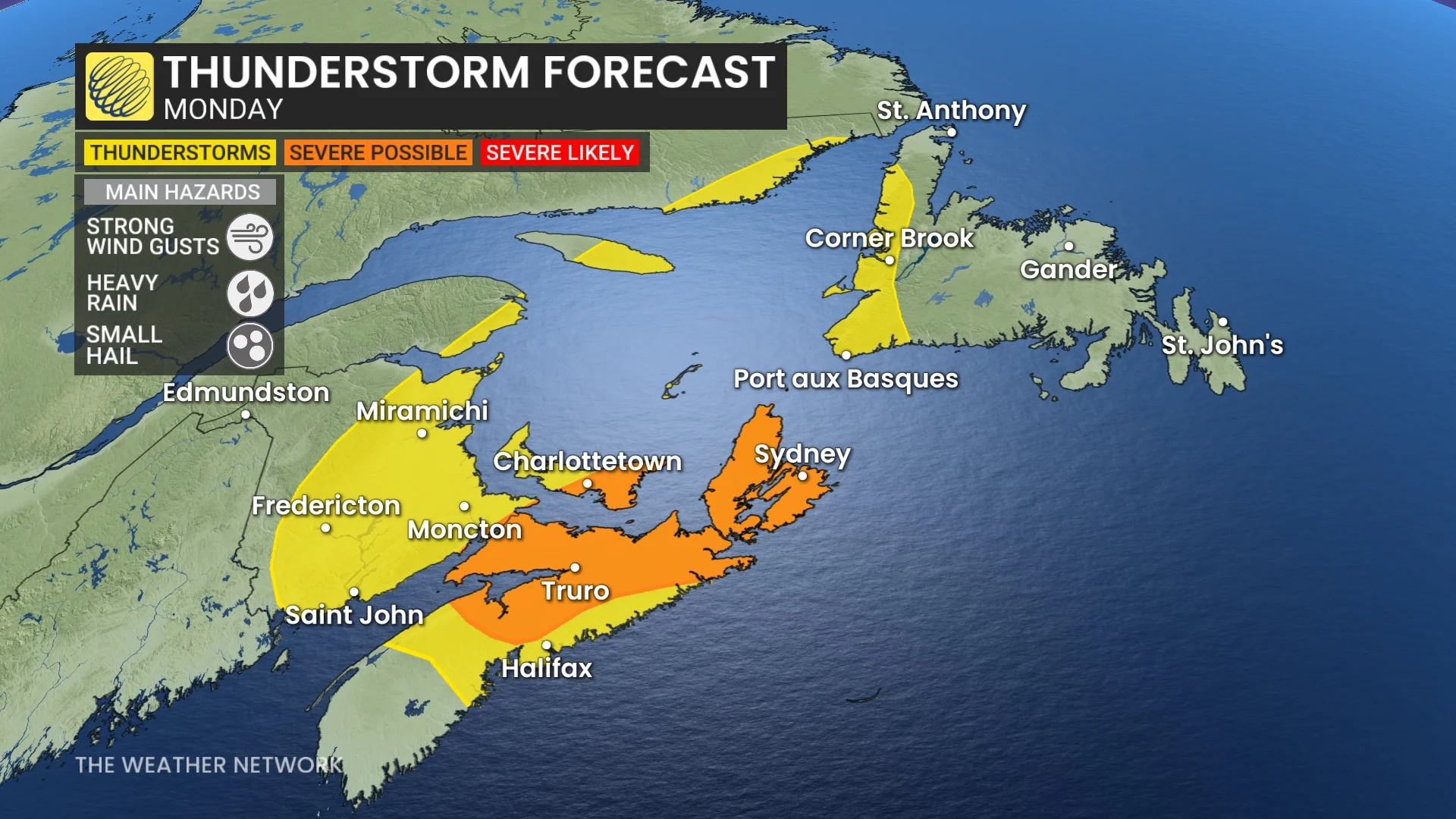 Atlantic Canada storm risk Monday