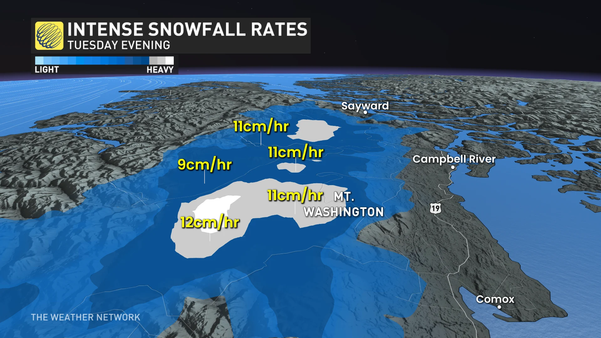 B.C. intense snowfall rates/peaks Tuesday evening_Nov. 19