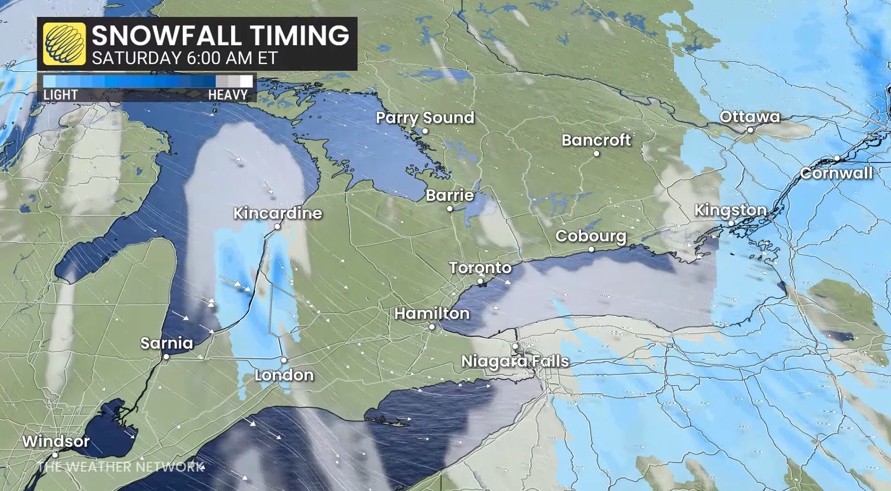 Baron - Ontario Saturday morning snow timing - Feb 6