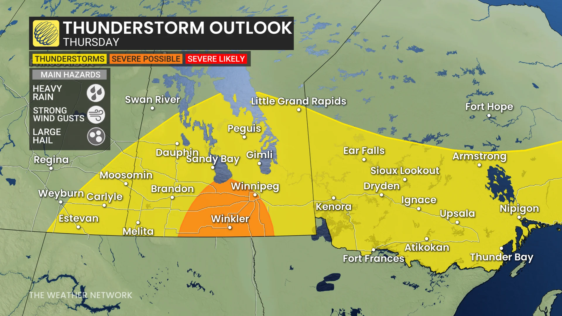 Baron - Manitoba thunderstorm risk Thursday - May 14