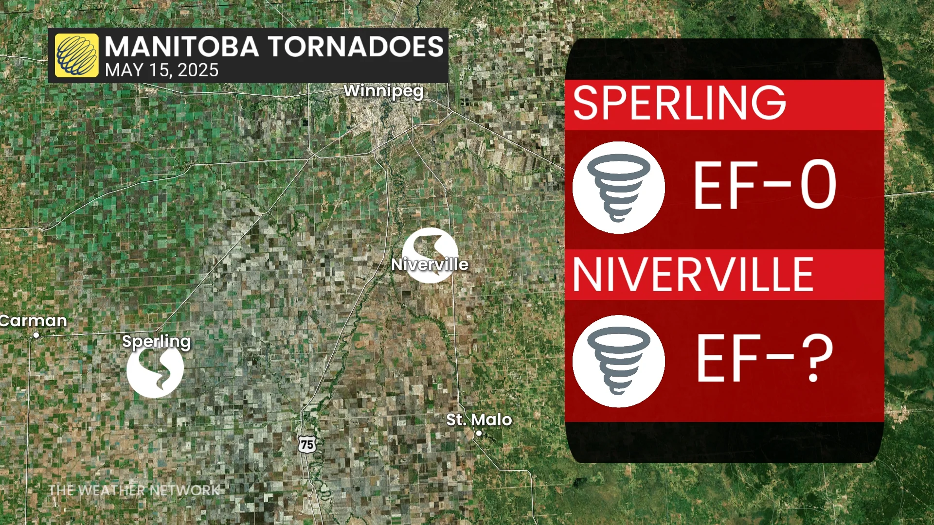 Manitoba tornadoes May 15, 2025 (Sperling and Niverville)