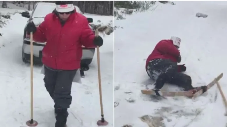 Makeshift skiing at the cabin gets laughs — and 200K views