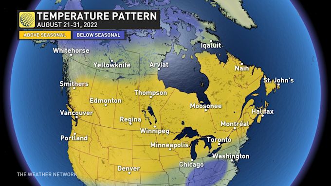 The Weather Network - Canada's heat shifts west as summer slowly slips away