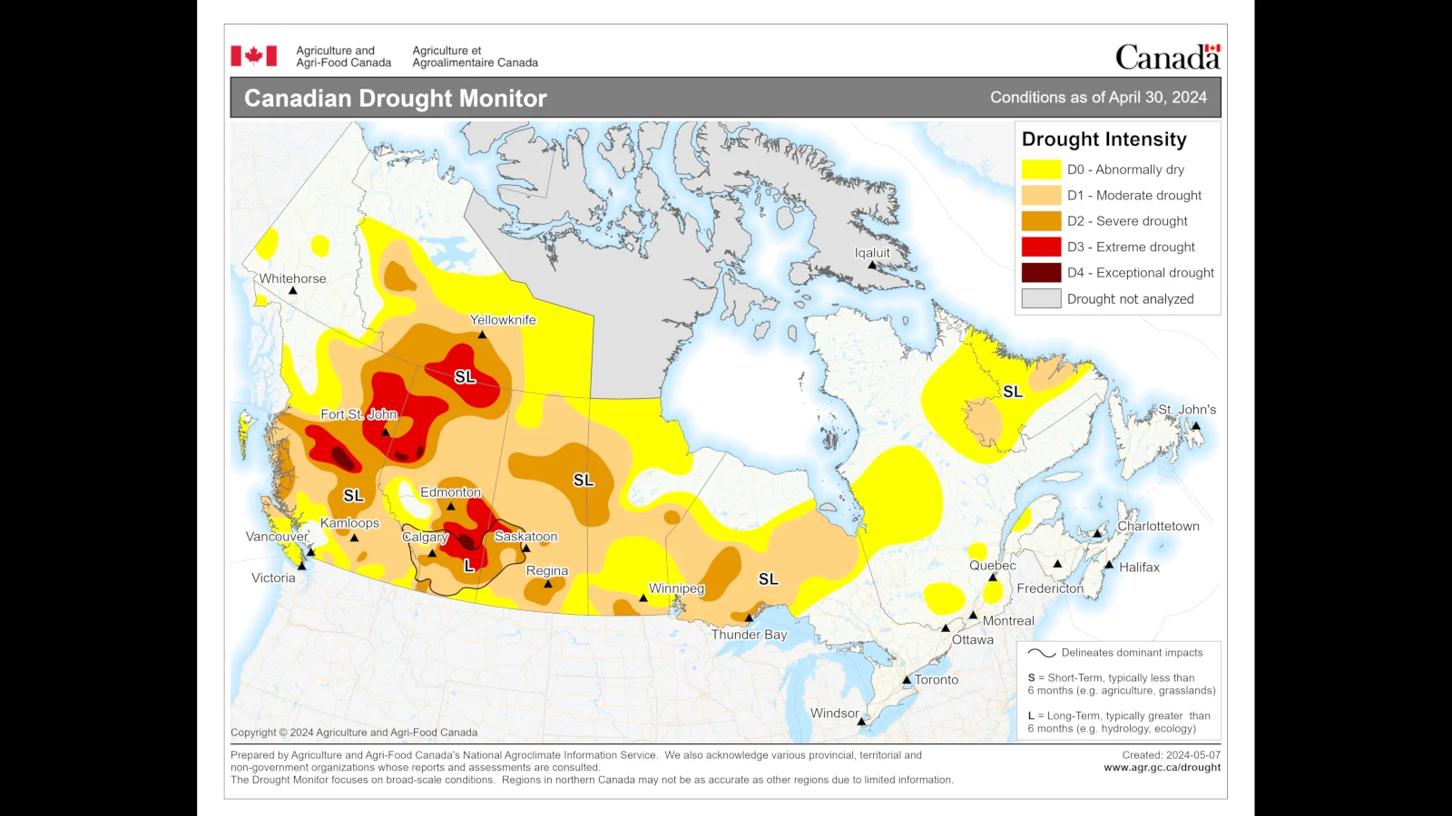 Canada Drought Monitor 2024-04