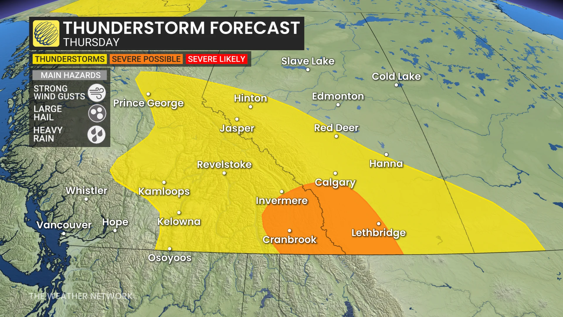 Baron - Thursday thunderstorm risk Alberta - June12