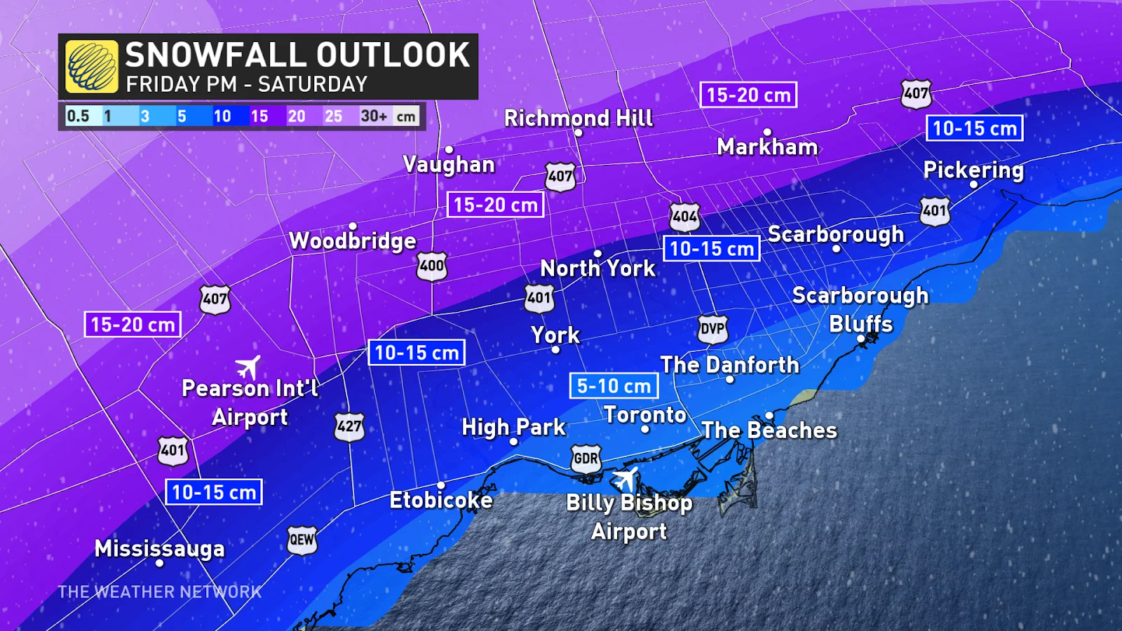 Ontario GTA snowfall accumulations