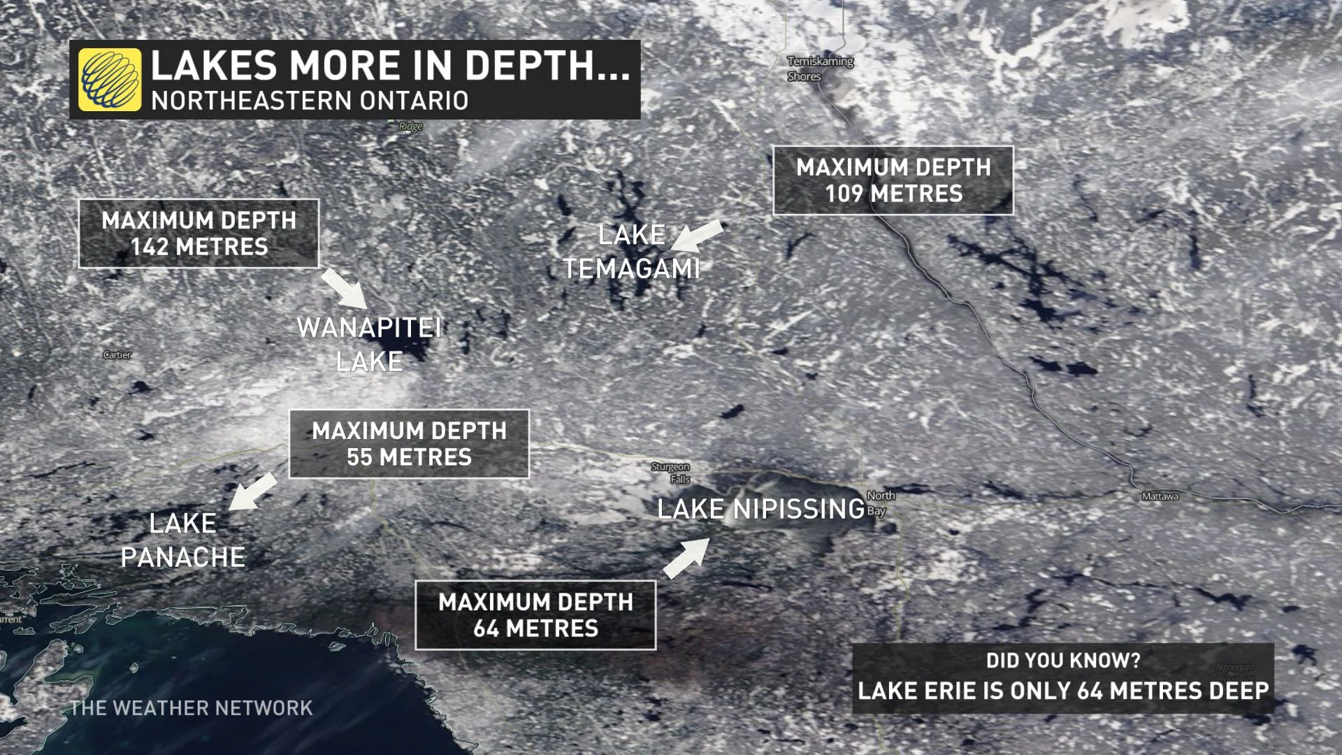 Satellite northern ontario lake depth