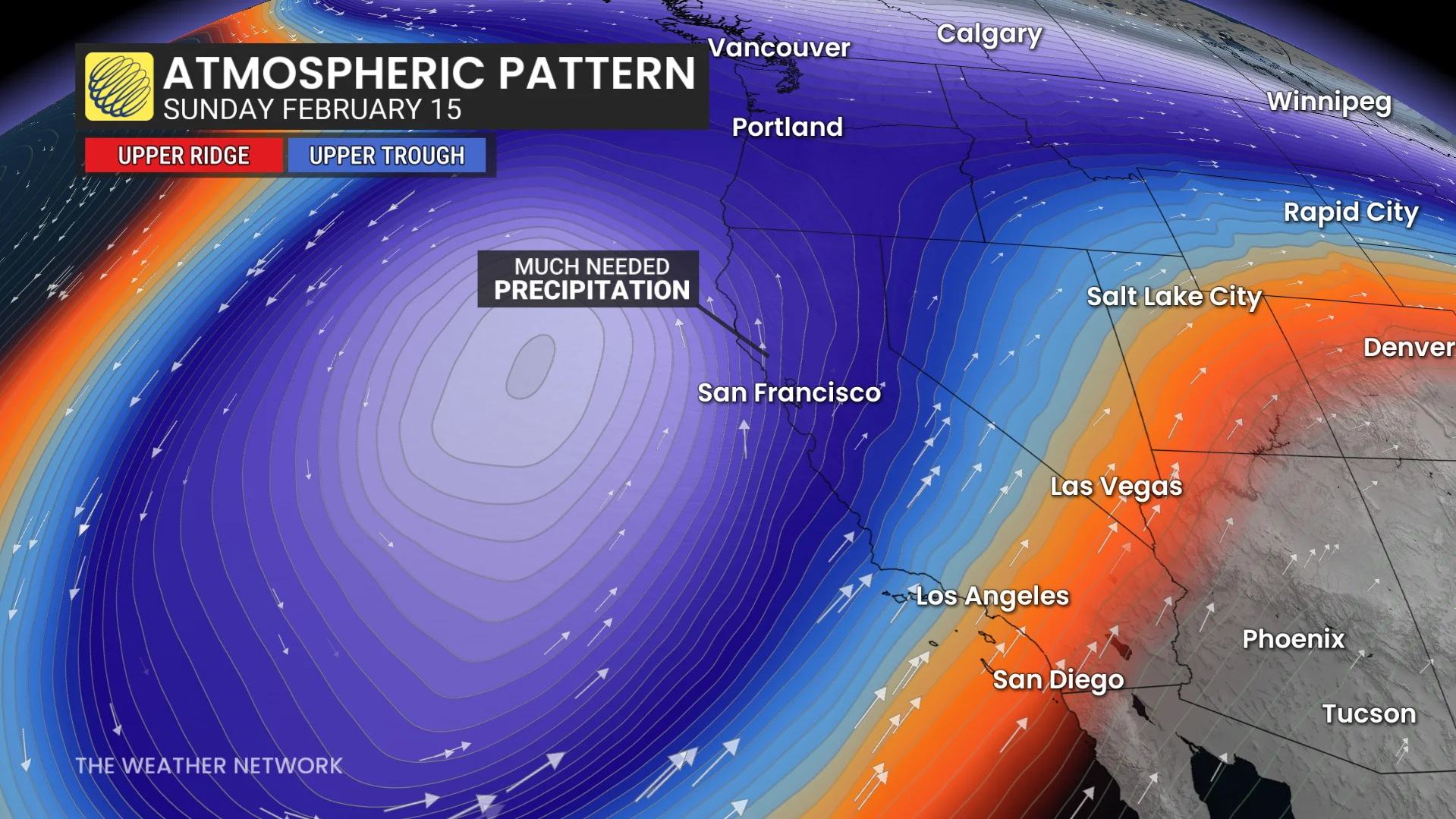 Atmospheric pattern Sunday, Feb. 15