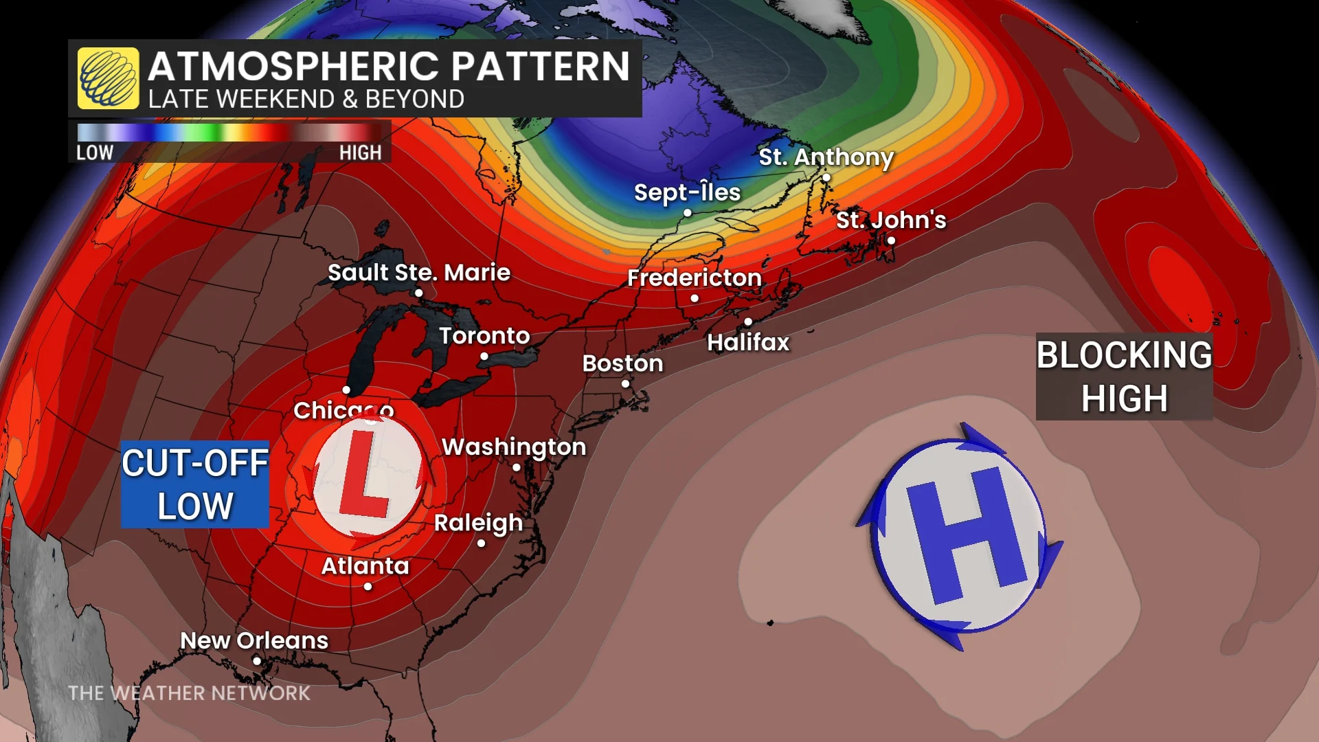 Atmospheric pattern late weekend and beyond