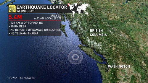 The Weather Network 5 4 Magnitude Earthquake Strikes Off The B C Coast   BCQUake2 