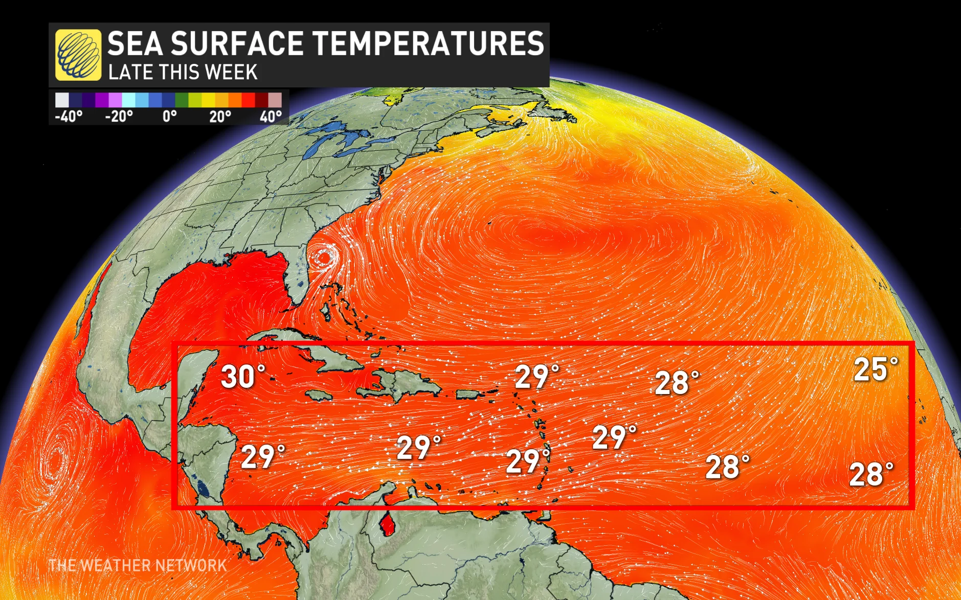 Atlantic sea surface temperatures this week