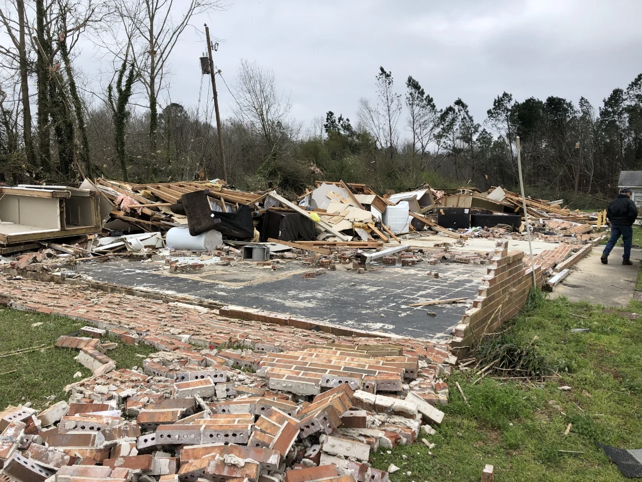 EF3 damage to an unanchored brick duplex in Talbotton, Georgia