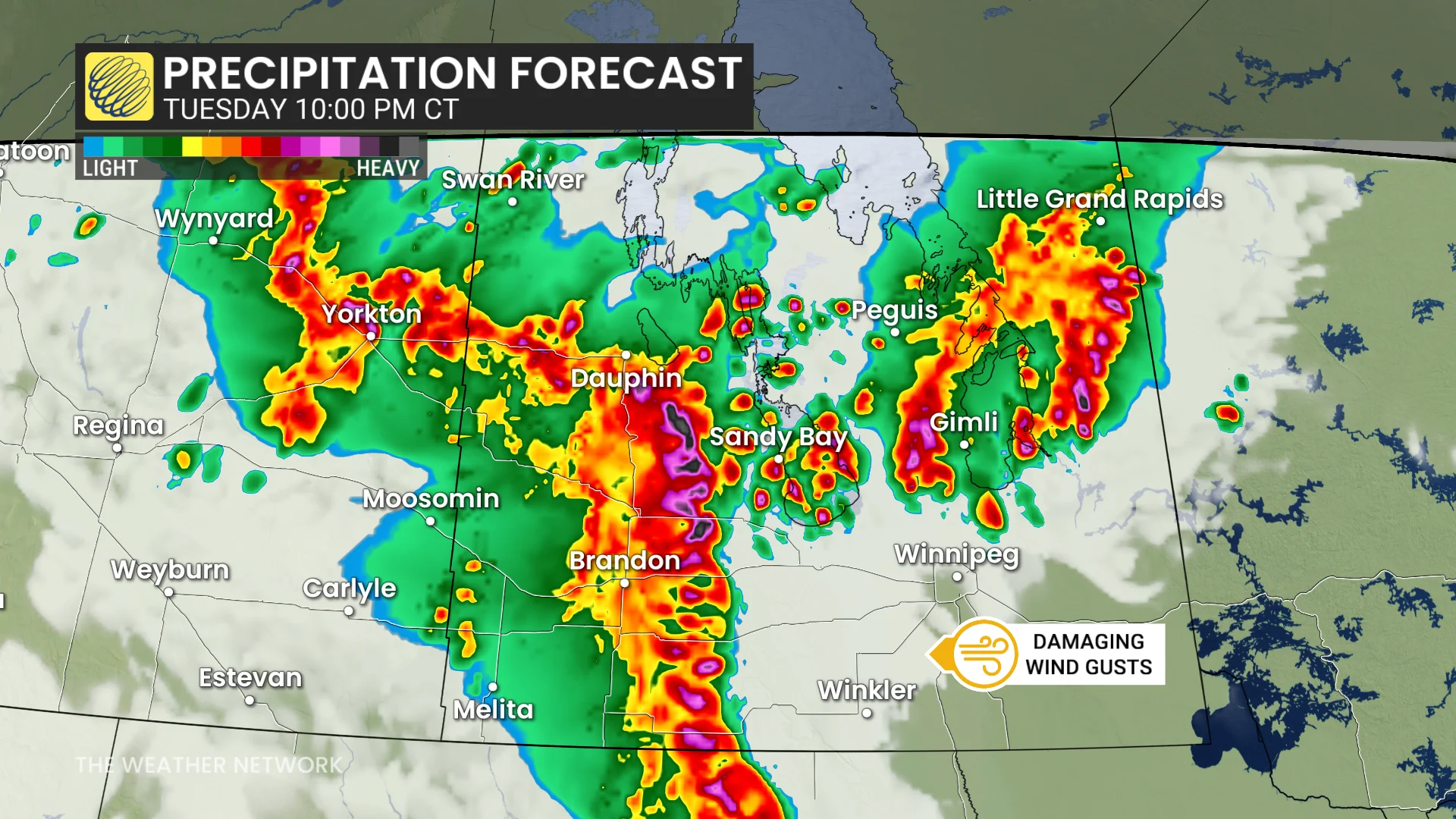 Baron - Prairies precipitation Tuesday 10 pm - June 8
