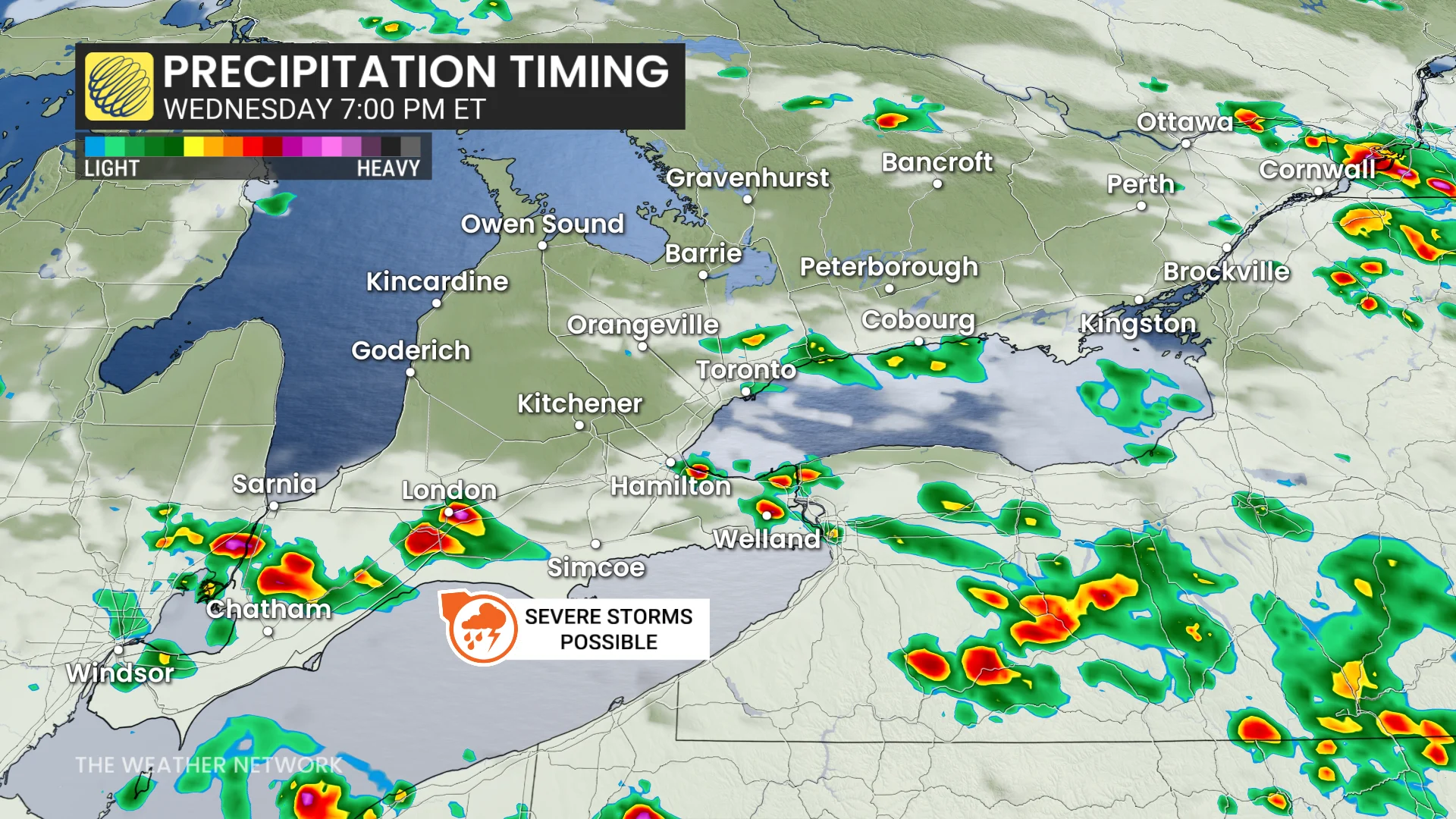 Ontario Wednesday 7 pm forecast storms - Aug. 12, 2026