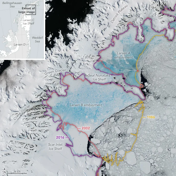Larsen Ice Shelf A-B Closeup Timeline - nunataks oli 2016006 - NASA Earth Observatory