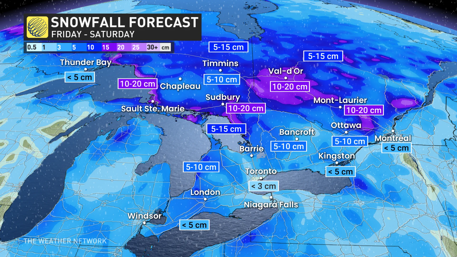 Baron - Ontario snow totals - Jan15
