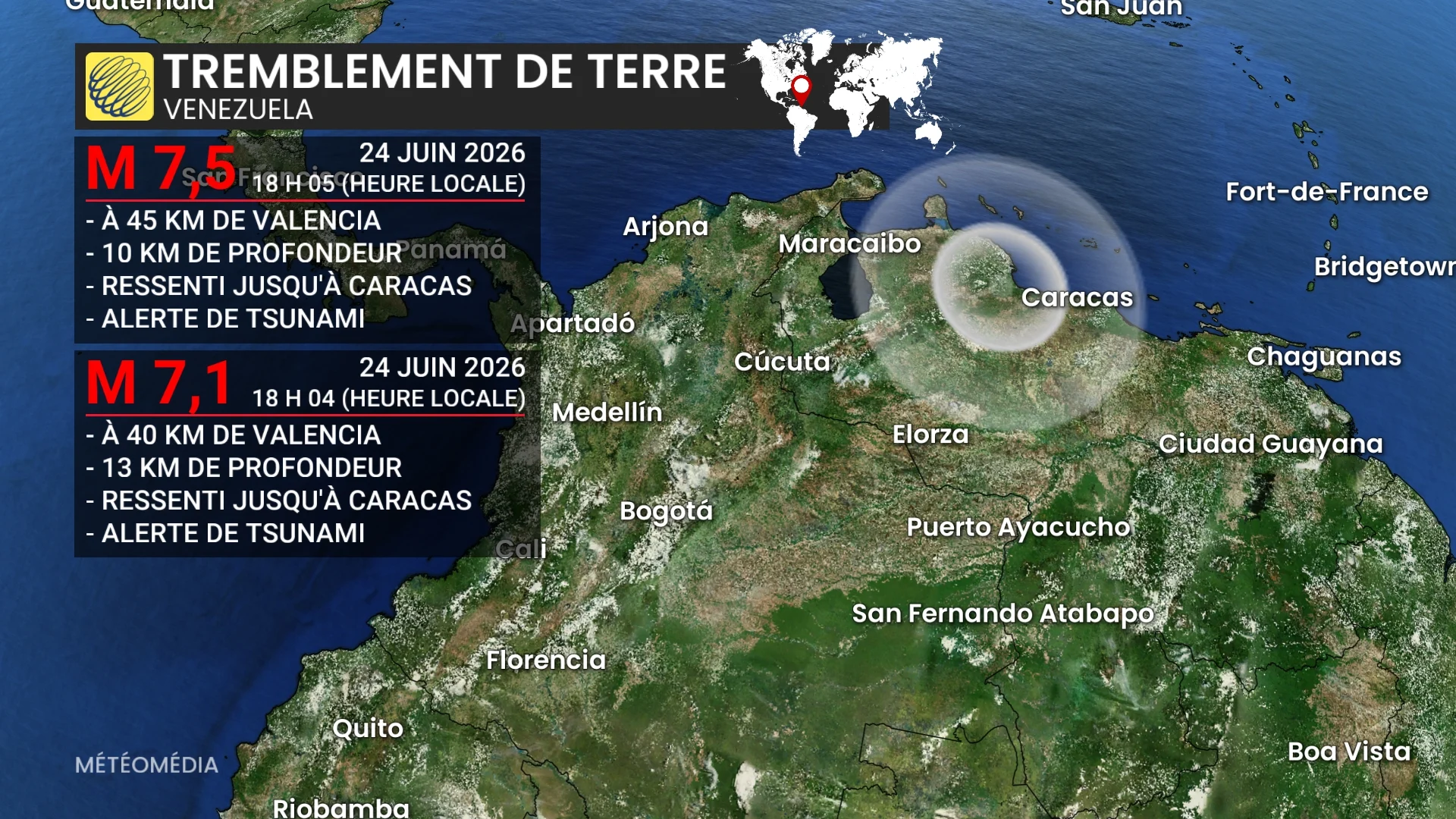 2 séismes au Venezuela et 1 au Japon