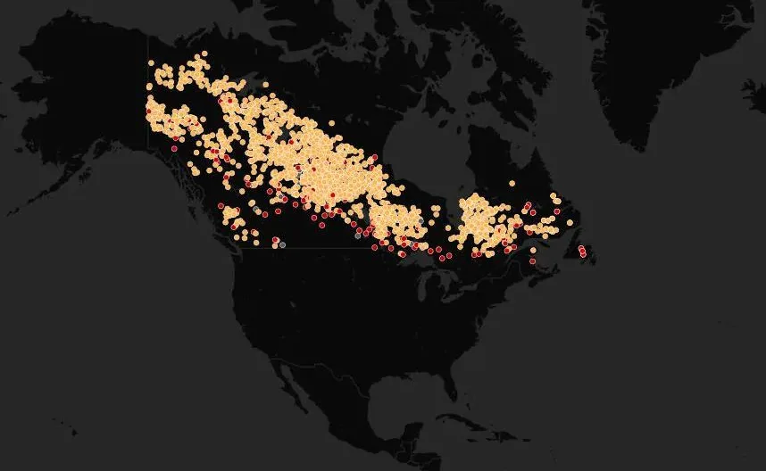 carto Radio Canada feux