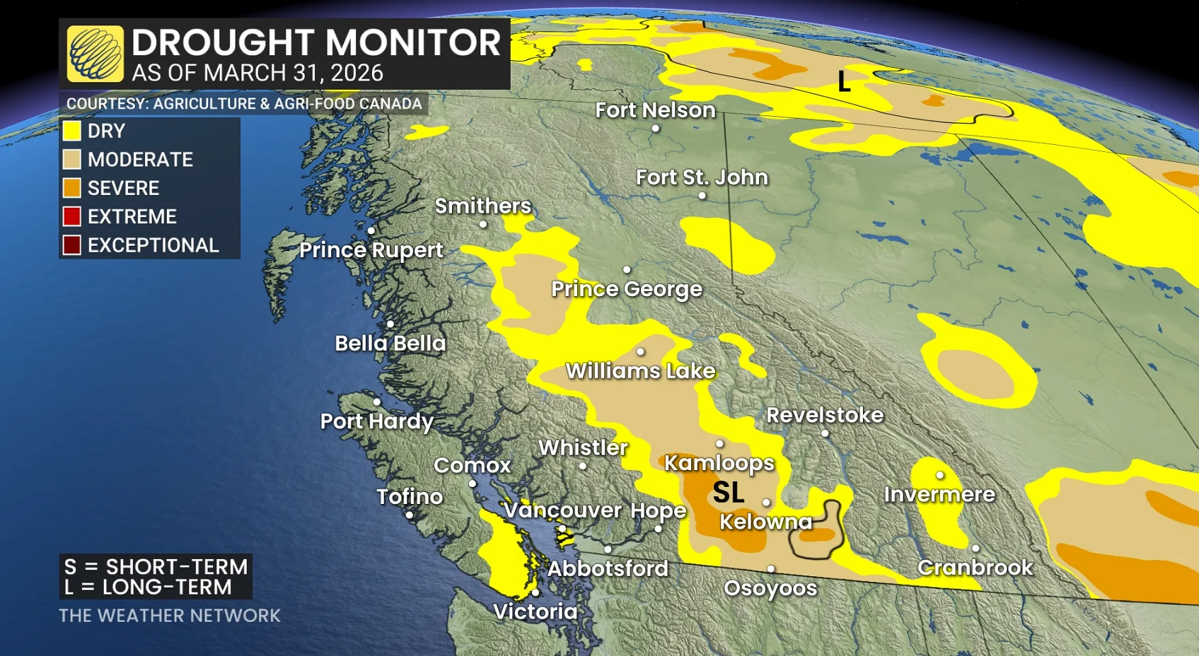 British Columbia Drought Monitor March 31 2025