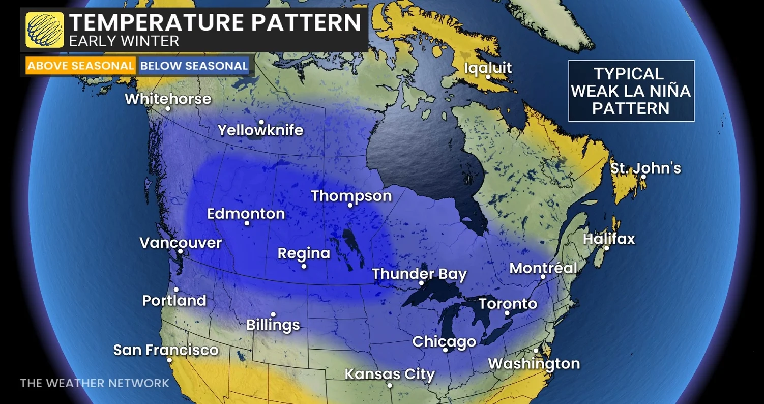 Winter Preview: Canada's 2024-25 winter temperature pattern (The Weather Network)