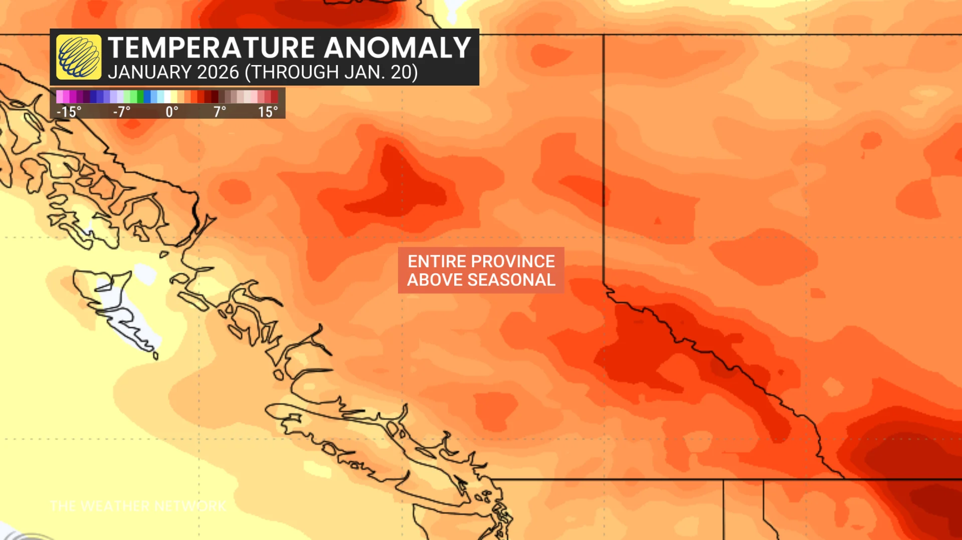January 2026 temperature anomaly B.C.