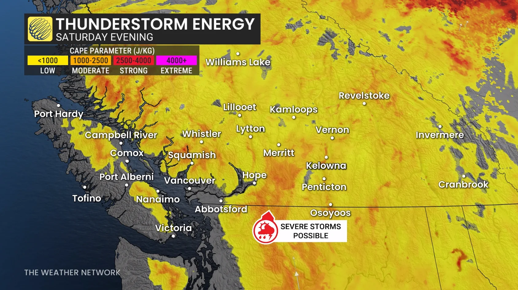 BC Thunderstorm Energy Saturday Evening