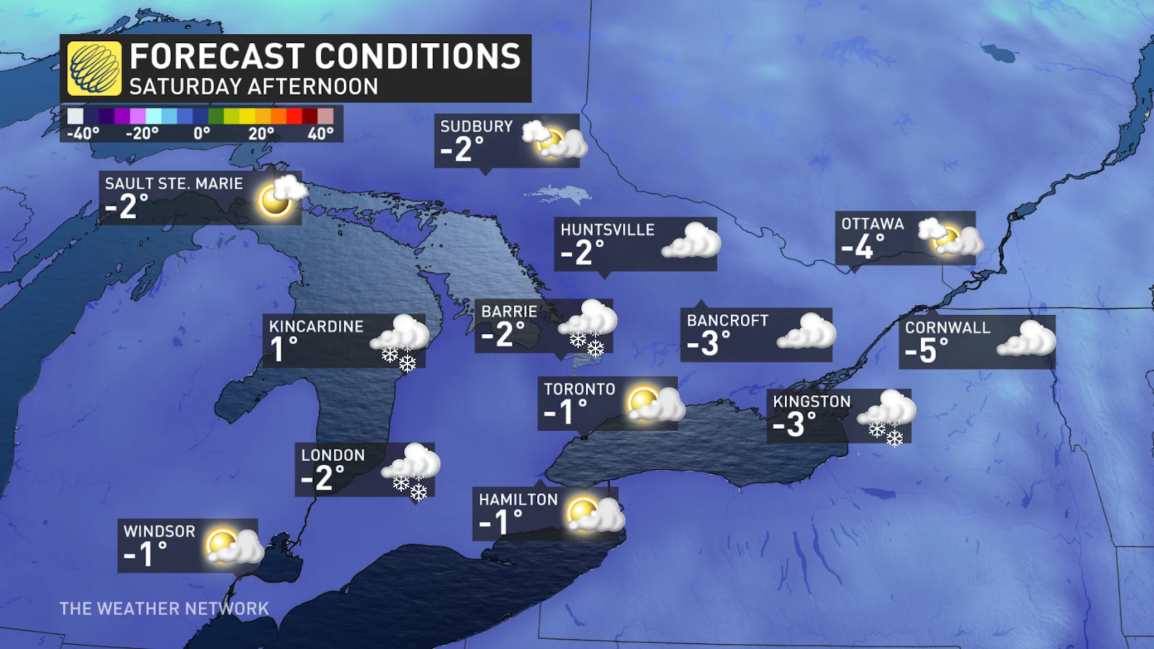 Southern Ontario Saturday afternoon forecast conditions - Jan. 10, 2025