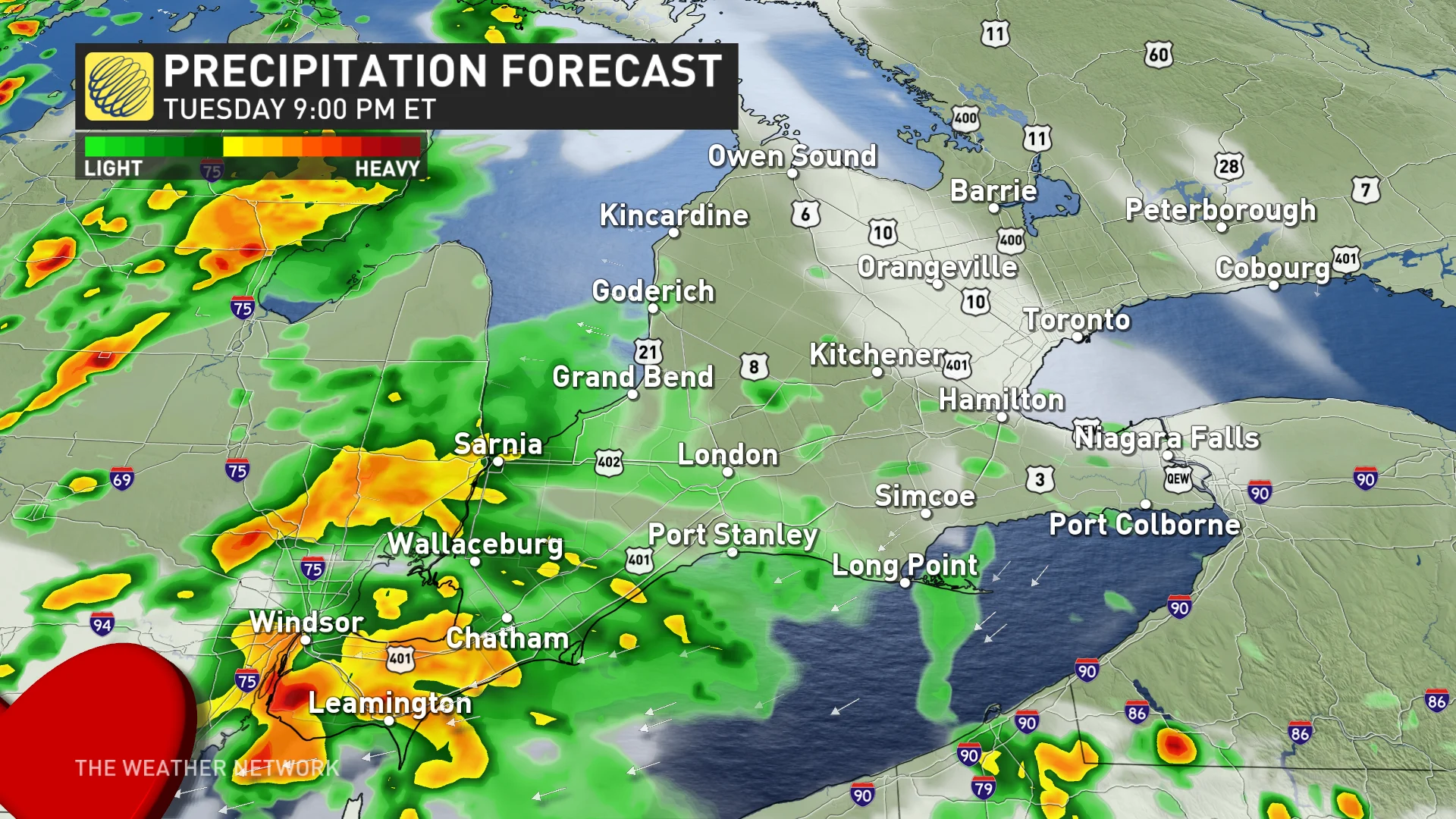 Baron_Tuesday precipitation timing_southern Ontario_May 6