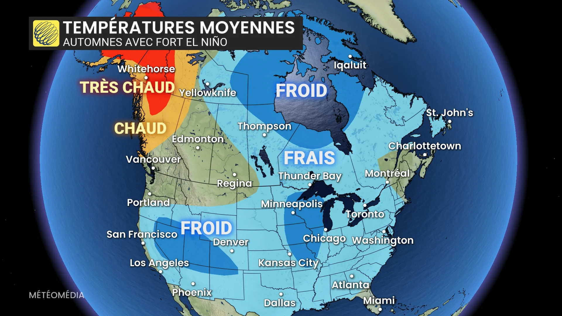 temperatures moyennes automne avec fort el nino