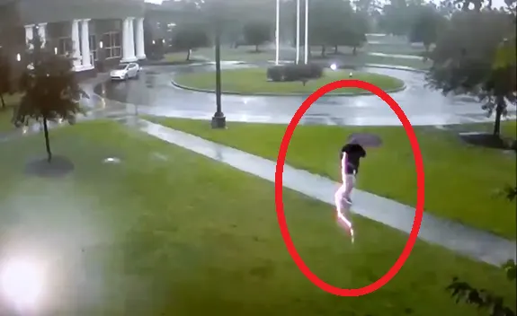 Caught on cam: Man nearly struck by lightning