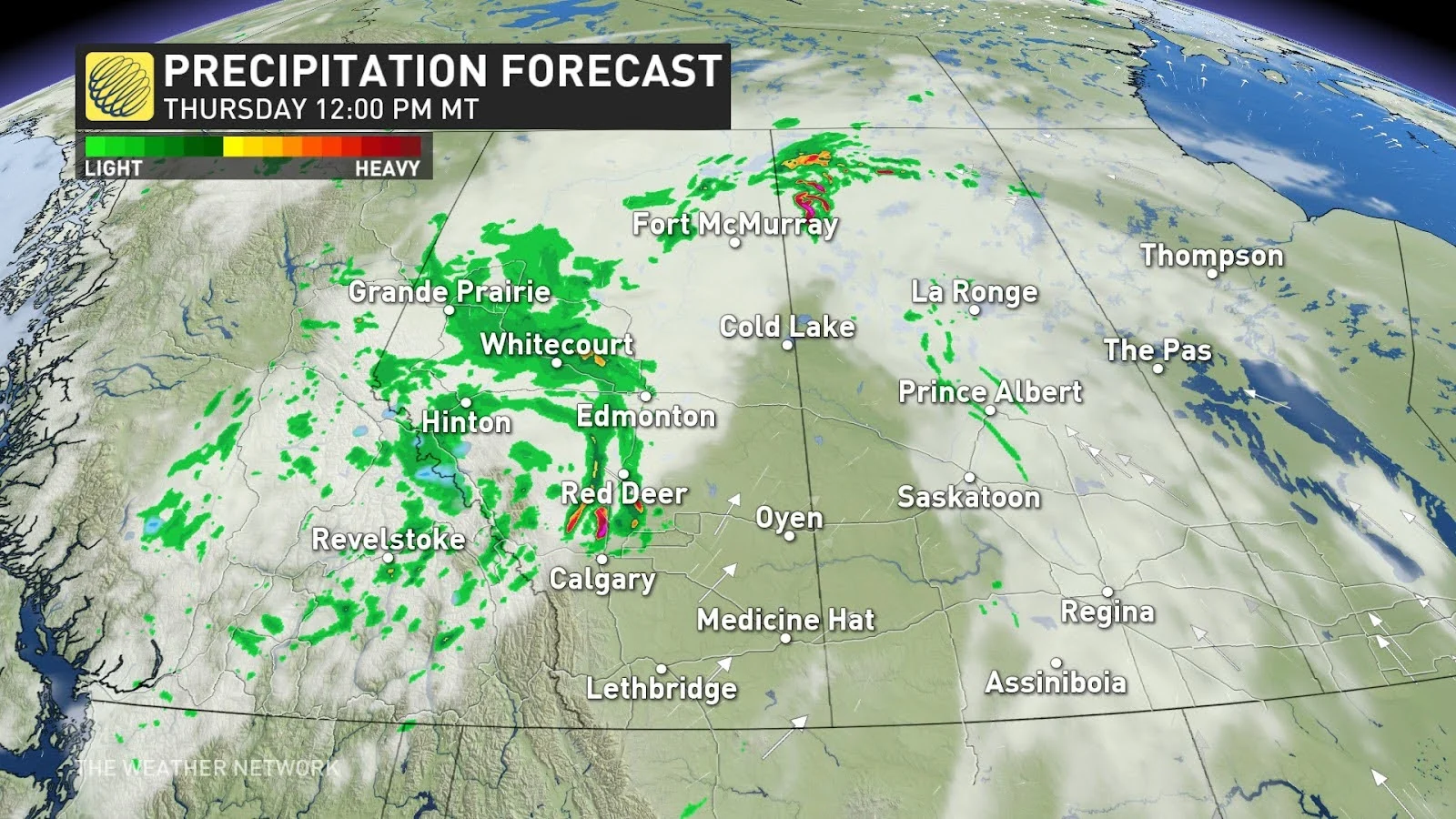 Prairies Thursday noon precipitation forecast July 25 2024